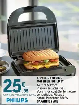 E.Leclerc Philips - appareil a croque monsieur mpllip offre