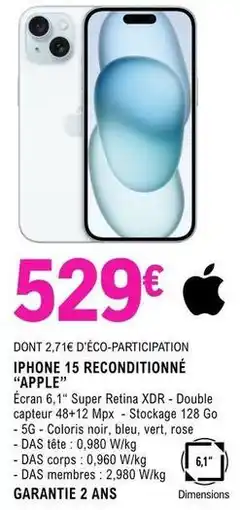 E.Leclerc Apple - iphone 15 reconditionné offre