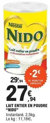E.Leclerc Nestlé - lait entier en poudre offre