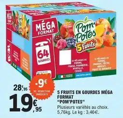 E.Leclerc Pom'potes - 5 fruits en gourdes méga format offre