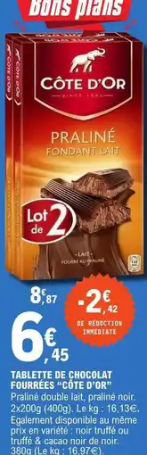 E.Leclerc Côte d'or - tablette de chocolat fourres offre