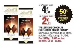 E.Leclerc Lindt - tablette de chocolat excellence fusion offre