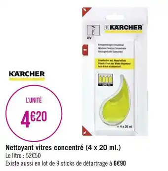 Géant Casino Karcher nettoyant vitres concentré (4 x 20 ml.) offre
