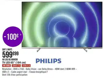 Géant Casino Philips tv led 65’’ (164 cm) offre