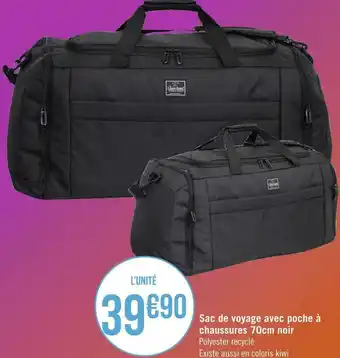 Géant Casino Sac de voyage avec poche à chaussures 70cm noir offre