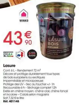 Brico Pro WINKO Lasure Bois offre