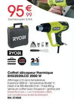 Brico Pro RYOBI Cofret décapeur thermique ehg2020lcd 2000w offre