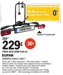 E.Leclerc L'Auto Eufab porte-velo crow plus 2v offre