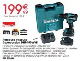 Brico Pro Makita Perceuse visseuse à percussion DHP490WVE offre