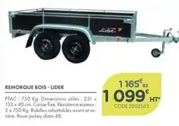 Point Vert LIDER Remorque bois offre