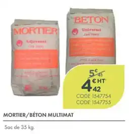 Point Vert MORTIER/BÉTON MULTIMAT offre