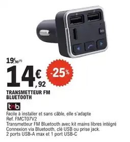 E.Leclerc L'Auto Tnb transmetteur fm bluetooth offre