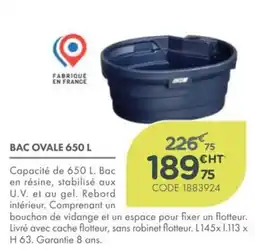 Point Vert BAC OVALE 650 L offre
