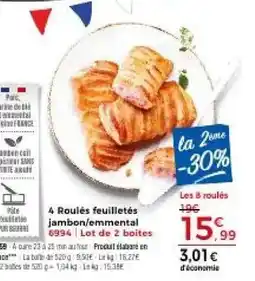 Thiriet 4 Roulés feuilletés jambon/emmental offre