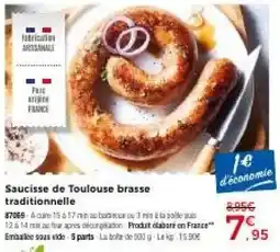 Thiriet Saucisse de Toulouse brasse traditionnelle offre