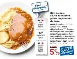 Thiriet Roti de porc sauce au madere puree de pommes de terre offre