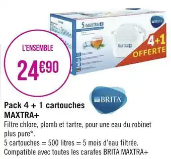 Géant Casino Brita pack 4 + 1 cartouches maxtra+ offre