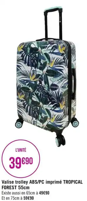 Géant Casino Valise trolley abs/pc imprimé tropical forest 55cm offre