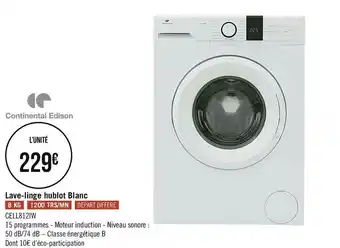 Géant Casino Continental edison lave-linge hublot blanc offre