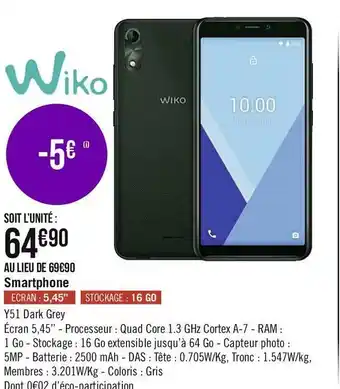 Géant Casino Wiko smartphone offre