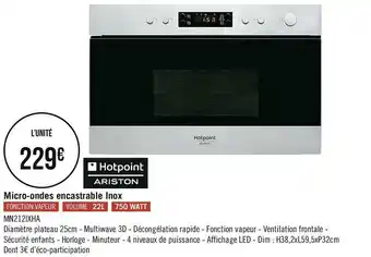 Hotpoint micro-ondes encastrable inox