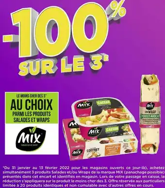 Géant Casino Mix bon plan sur les produits salades et wraps de la marque mix offre