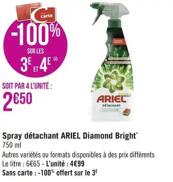 Géant Casino Ariel spray détachant ariel diamond bright* offre