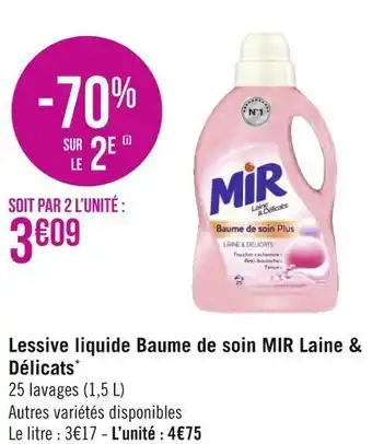 Géant Casino Mir lessive liquide baume de soin laine & délicats* offre