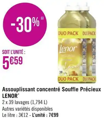 Géant Casino Lenor assouplissant concentré souffle précieux* offre