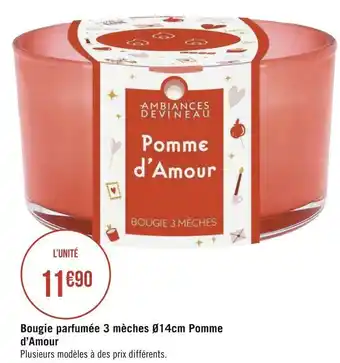 Géant Casino Bougie parfumée 3 mèches ø14cm pomme d’amour offre