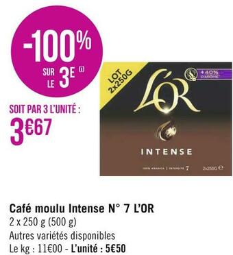 Géant Casino L’or café moulu intense n° 7 offre