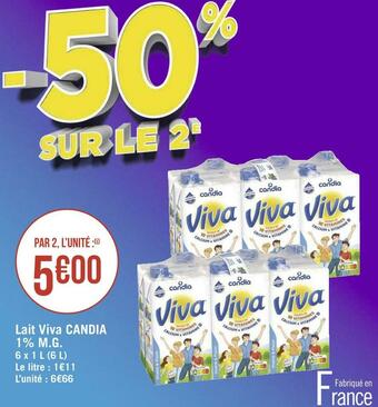 Géant Casino Candia lait viva 1% m.g. offre