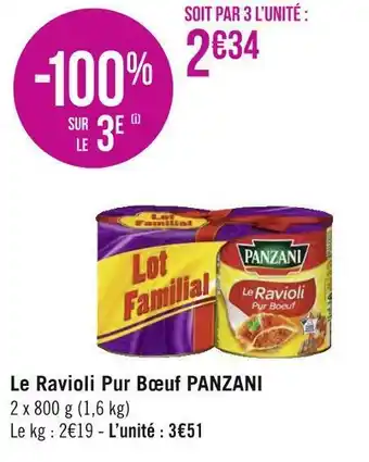 Géant Casino Panzani le ravioli pur bœuf offre