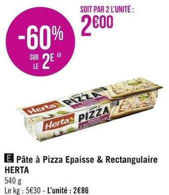 Géant Casino Herta pâte à pizza epaisse & rectangulaire offre