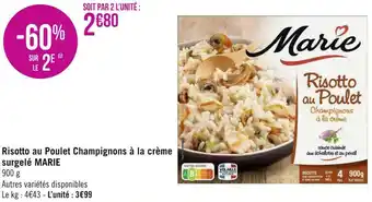 Géant Casino Marie risotto au poulet champignons à la crème surgelé offre