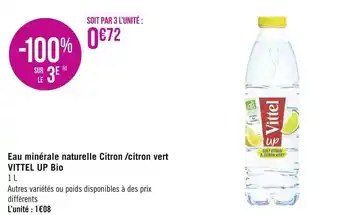 Géant Casino Vittel up eau minérale naturelle citron /citron vert bio offre