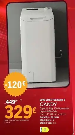 E.Leclerc Candy - lave-linge tq65q302s-s offre