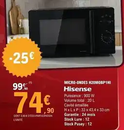 E.Leclerc Hisense - micro-ondes h20mobp 1hi offre