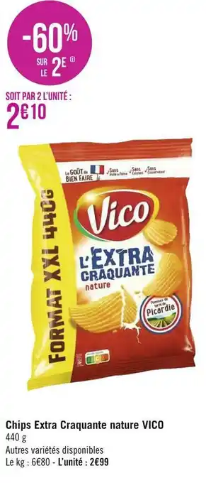 Géant Casino Vico chips extra craquante nature offre
