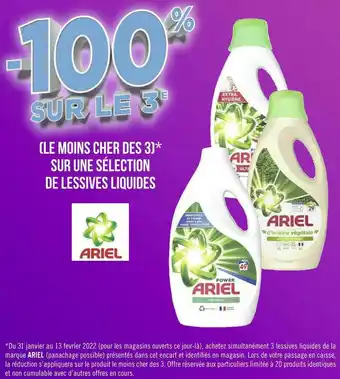Géant Casino Ariel bon plan sur une sélection de lessives liquides de la marque ariel offre