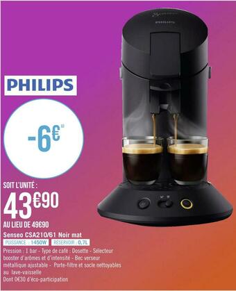 Géant Casino Philips senseo csa210/61 noir mat offre