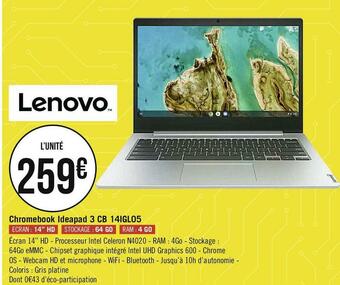 Géant Casino Lenovo chromebook ideapad 3 cb 14igl05 offre