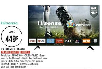 Hisense tv led 58’’ (146 cm)