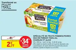 Intermarché Charles & Alice Sans Sucres Ajoutés offre