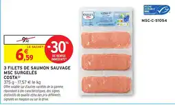 Intermarché COSTA 3 FILETS DE SAUMON SAUVAGE offre