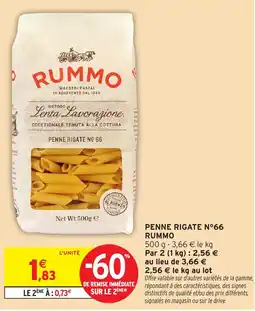 Intermarché RUMMO PENNE RIGATE N°66 offre