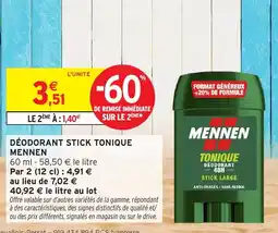 Intermarché MENNEN DÉODORANT STICK TONIQUE offre