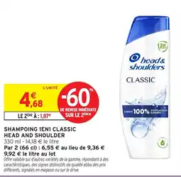 Intermarché head&shoulders SHAMPOING 1EN1 CLASSIC offre