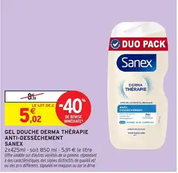 Intermarché Sanex Gel douche derma thérapie anti-dessèchement offre
