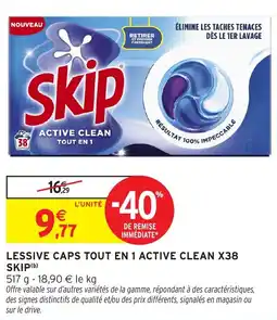 Intermarché SKIP Lessive caps tout en 1 active clean offre